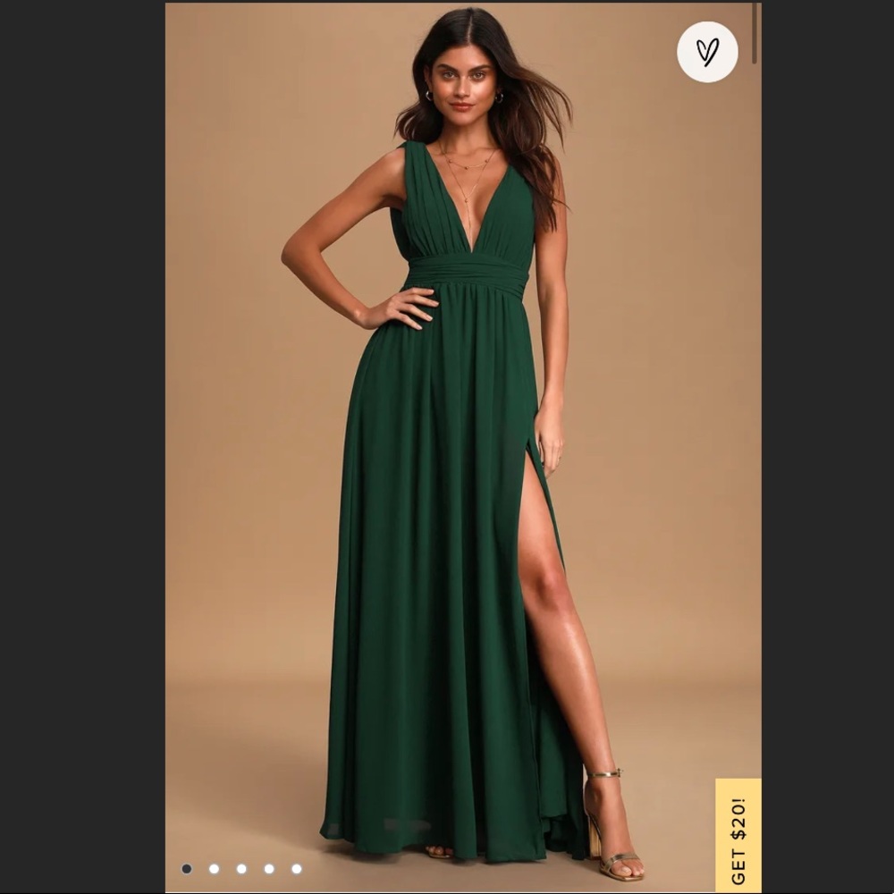 NWT Lulus Heavenly Hues Forest Green Maxi Dress